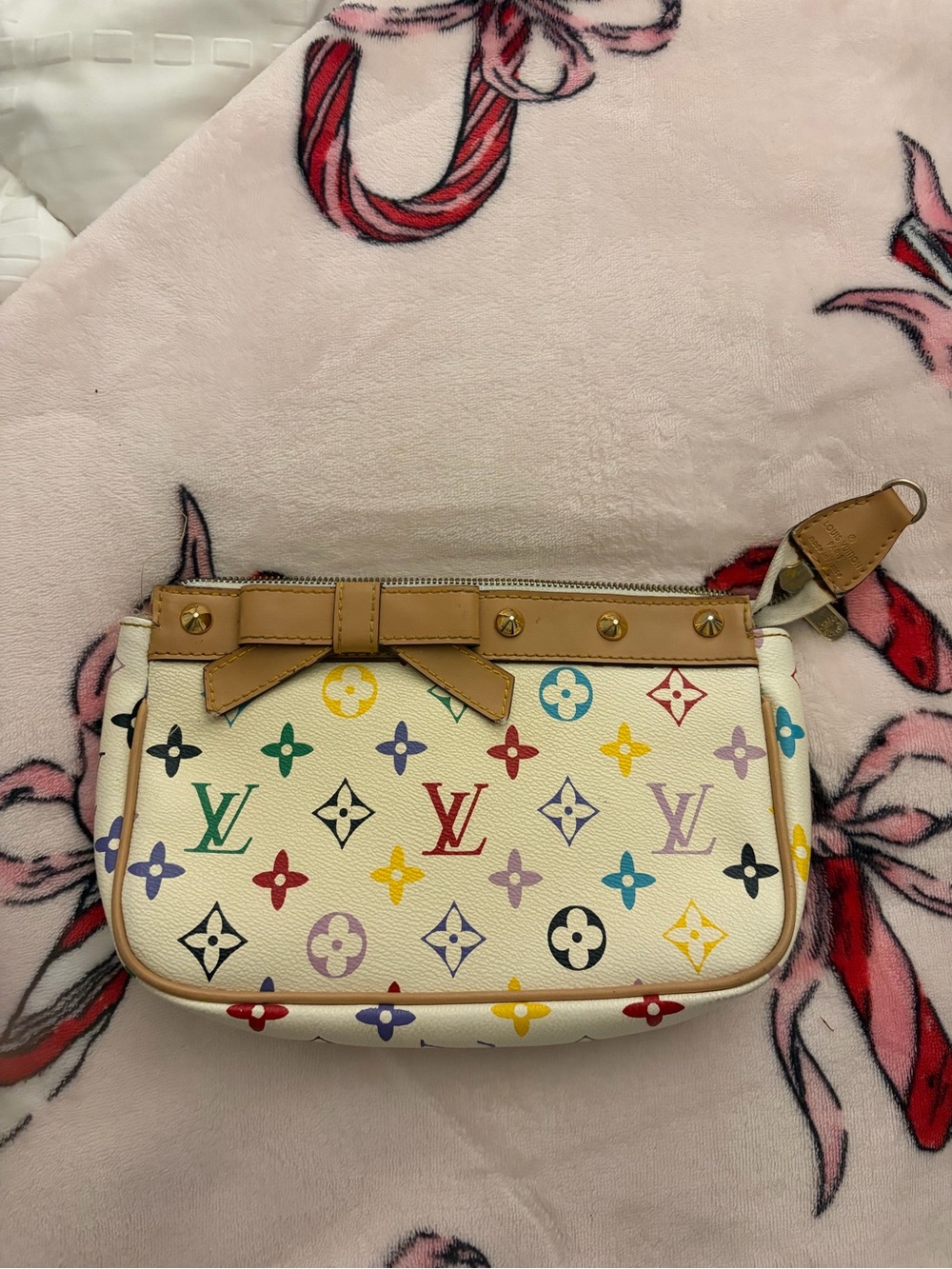 Louis Vuitton White Multicolor Monogram Canvas Wristlet